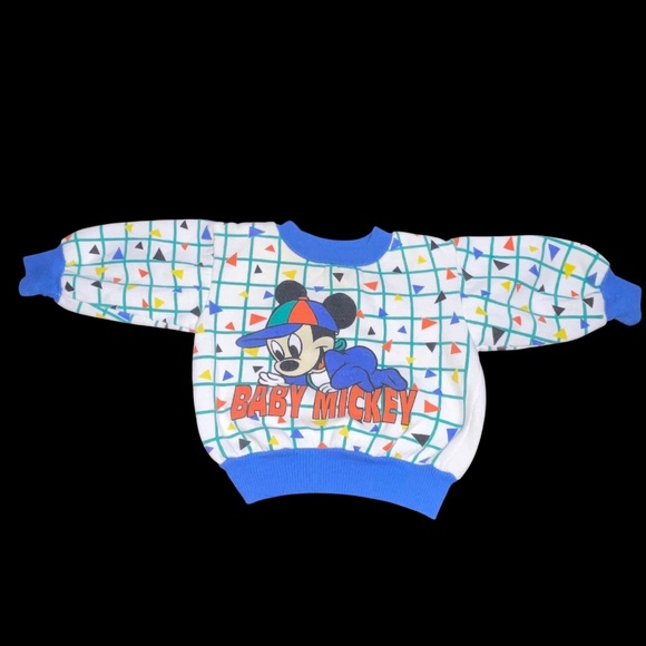 Vintage Baby Mickey Collection Mickey White Blue Sweatshirt Infant Girl Boy - Picture 1 of 8